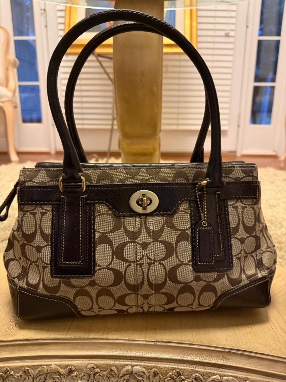 Coach Hampton Signature C Tan/Brown Canvas Carryall Satchel 11062 Y2K